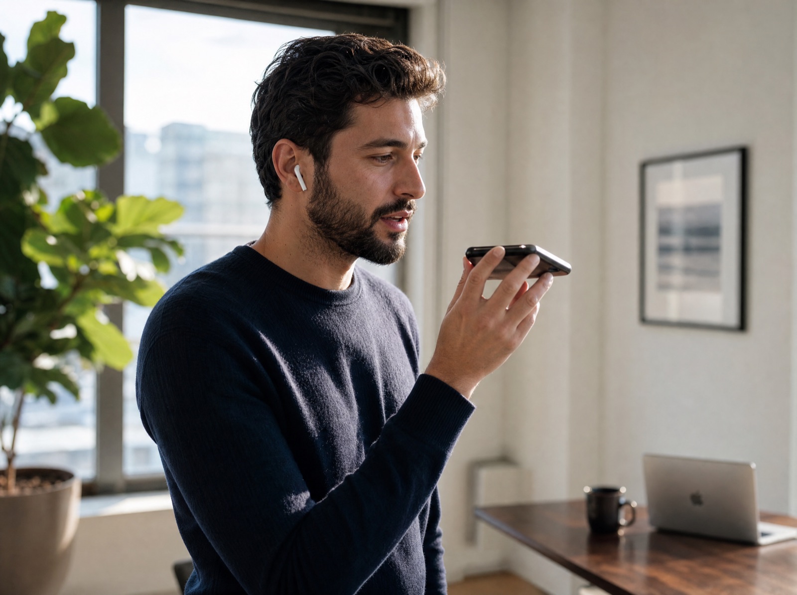 A professional rehearsing a sales conversation using OnCue by Advisy